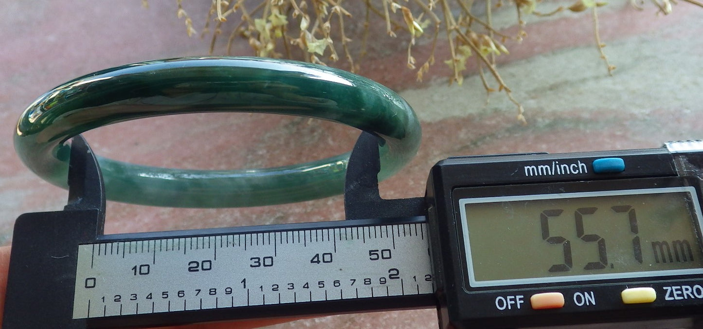 Certified Icy Green Pale Lavender Burma 100% Natural A JADE Jadeite Circle Bangle Bracelet 56 mm 手镯 647807 TN