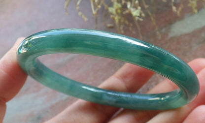 Certified Icy Green Burma 100% Natural A JADE Jadeite Circle Bangle Bracelet 57 mm 手镯 647834 TN