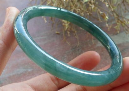 Certified Icy Green Burma 100% Natural A JADE Jadeite Circle Bangle Bracelet 57 mm 手镯 647834 TN