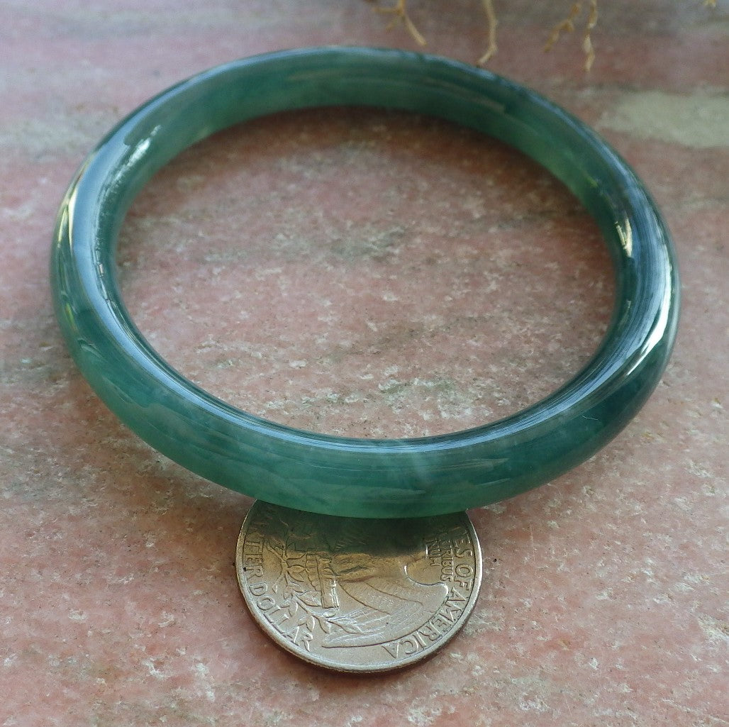 Certified Icy Green Burma 100% Natural A JADE Jadeite Circle Bangle Bracelet 57 mm 手镯 647834 TN