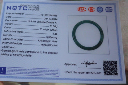 Certified Icy Green Burma 100% Natural A JADE Jadeite Circle Bangle Bracelet 57 mm 手镯 647834 TN