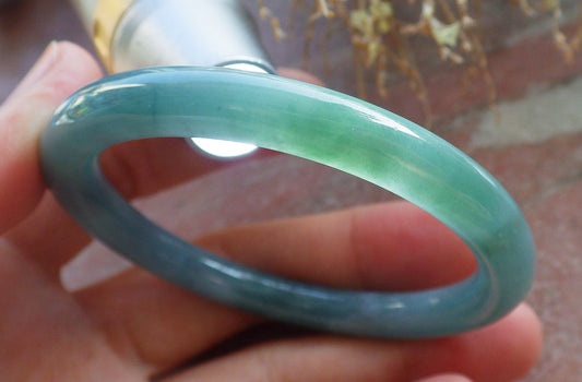 Certified Icy Green Pale Lavender Burma 100% Natural A JADE Jadeite Circle Bangle Bracelet 51 mm 手镯 647846 TN