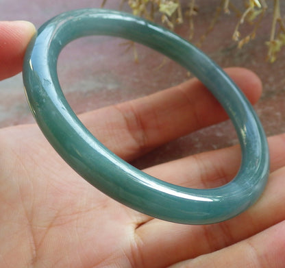 Certified Icy Green Pale Lavender Burma 100% Natural A JADE Jadeite Circle Bangle Bracelet 51 mm 手镯 647846 TN