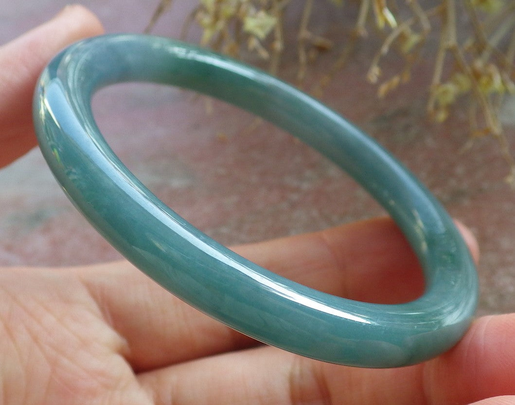 Certified Icy Green Pale Lavender Burma 100% Natural A JADE Jadeite Circle Bangle Bracelet 51 mm 手镯 647846 TN