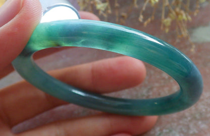 Certified Icy Green Pale Lavender Burma 100% Natural A JADE Jadeite Circle Bangle Bracelet 53 mm 手镯 647871 TN