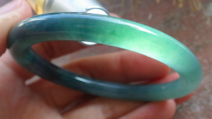 Certified Icy Green Pale Lavender Burma 100% Natural A JADE Jadeite Circle Bangle Bracelet 53 mm 手镯 647871 TN