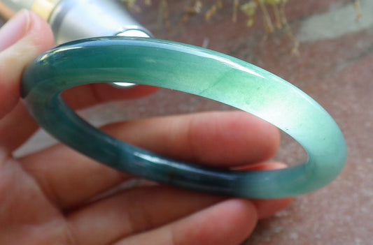 Certified Icy Green Pale Lavender Burma 100% Natural A JADE Jadeite Circle Bangle Bracelet 53 mm 手镯 647871 TN