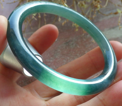 Certified Icy Green Pale Lavender Burma 100% Natural A JADE Jadeite Circle Bangle Bracelet 53 mm 手镯 647871 TN