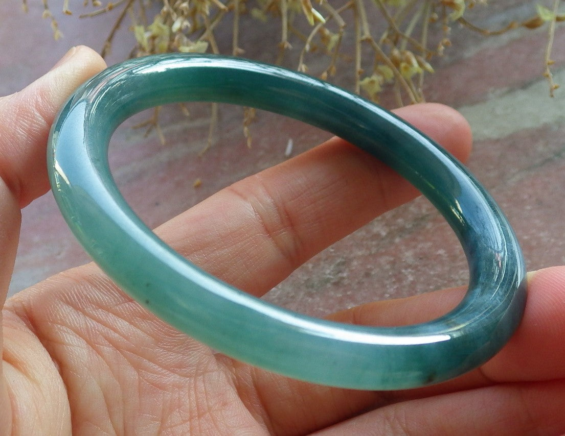 Certified Icy Green Pale Lavender Burma 100% Natural A JADE Jadeite Circle Bangle Bracelet 53 mm 手镯 647871 TN