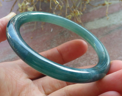Certified Icy Green Pale Lavender Burma 100% Natural A JADE Jadeite Circle Bangle Bracelet 53 mm 手镯 647871 TN