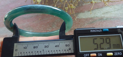 Certified Icy Green Pale Lavender Burma 100% Natural A JADE Jadeite Circle Bangle Bracelet 53 mm 手镯 647871 TN