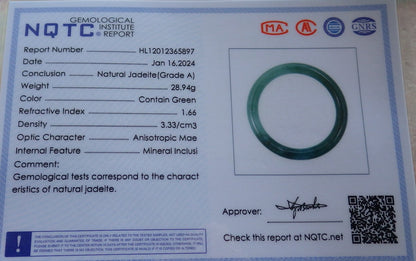 Certified Icy Green Pale Lavender Burma 100% Natural A JADE Jadeite Circle Bangle Bracelet 53 mm 手镯 647871 TN