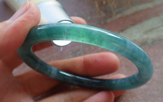 Certified Icy Green Burma 100% Natural A JADE Jadeite Circle Bangle Bracelet 56 mm 手镯 647881 TN
