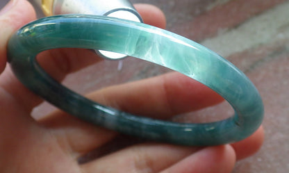 Certified Icy Green Burma 100% Natural A JADE Jadeite Circle Bangle Bracelet 56 mm 手镯 647881 TN