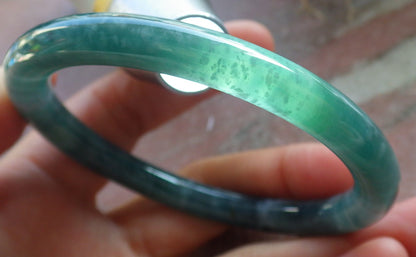 Certified Icy Green Burma 100% Natural A JADE Jadeite Circle Bangle Bracelet 56 mm 手镯 647881 TN