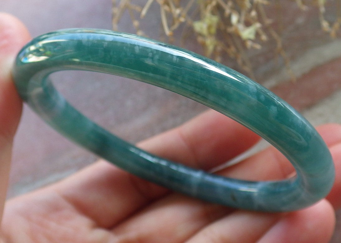 Certified Icy Green Burma 100% Natural A JADE Jadeite Circle Bangle Bracelet 56 mm 手镯 647881 TN