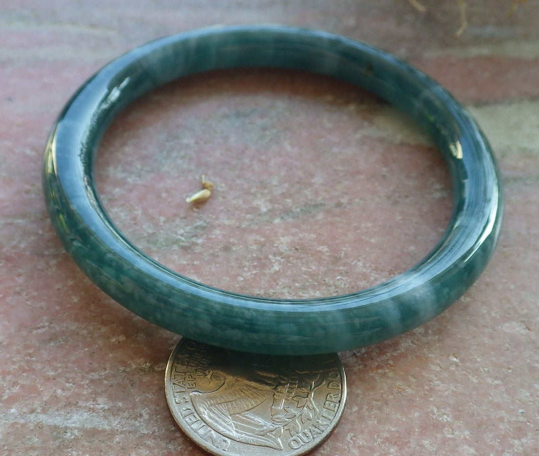 Certified Icy Green Burma 100% Natural A JADE Jadeite Circle Bangle Bracelet 56 mm 手镯 647881 TN