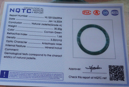 Certified Icy Green Burma 100% Natural A JADE Jadeite Circle Bangle Bracelet 56 mm 手镯 647881 TN