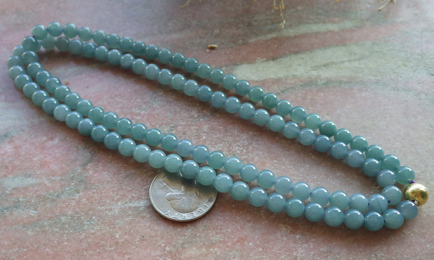 Certified Lavender Green Burma 100% Natural A JADE Jadeite Bead beads Necklace 28 inches 项链 647932 TN