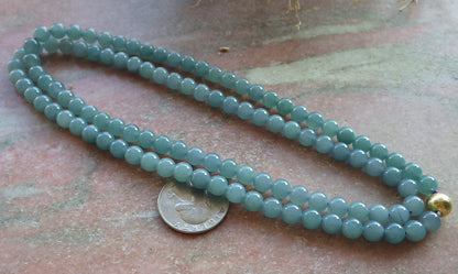 Certified Lavender Green Burma 100% Natural A JADE Jadeite Bead beads Necklace 28 inches 项链 647932 TN