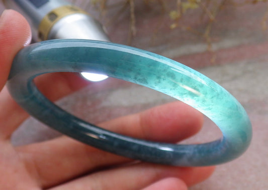Certified Icy Green Burma 100% Natural A JADE Jadeite Circle Bangle Bracelet 56.5 mm 手镯 647948 TN