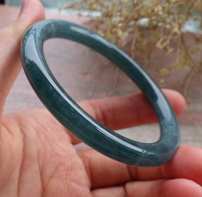 Certified Icy Green Burma 100% Natural A JADE Jadeite Circle Bangle Bracelet 56.5 mm 手镯 647948 TN