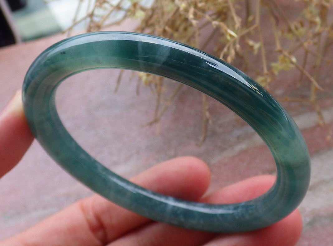 Certified Icy Green Pale Lavender Burma 100% Natural A JADE Jadeite Circle Bangle Bracelet 56 mm 手镯 647960 TN