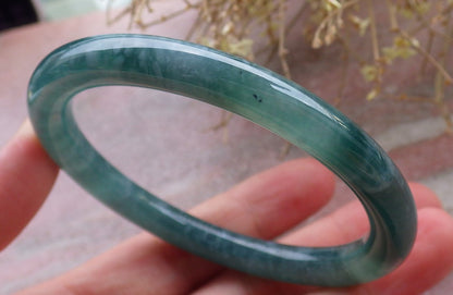 Certified Icy Green Pale Lavender Burma 100% Natural A JADE Jadeite Circle Bangle Bracelet 56 mm 手镯 647960 TN