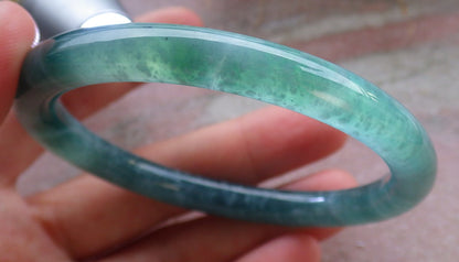 Certified Icy Green Pale Lavender Burma 100% Natural A JADE Jadeite Circle Bangle Bracelet 56 mm 手镯 647960 TN