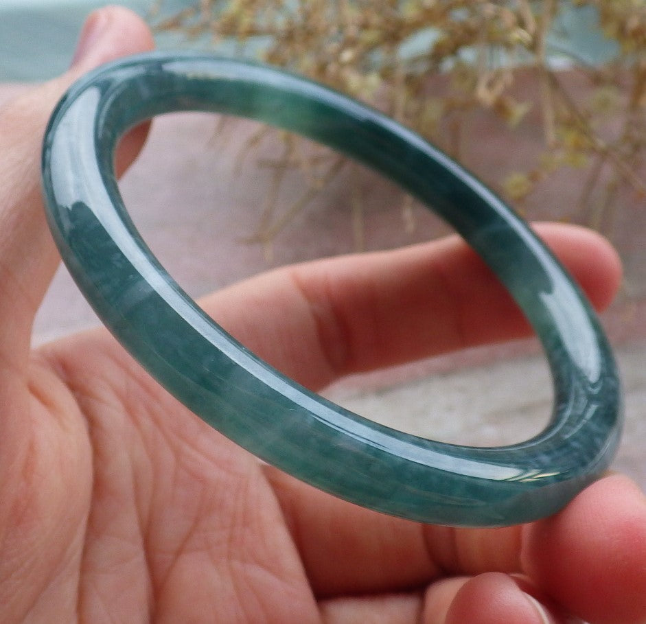 Certified Icy Green Pale Lavender Burma 100% Natural A JADE Jadeite Circle Bangle Bracelet 56 mm 手镯 647960 TN