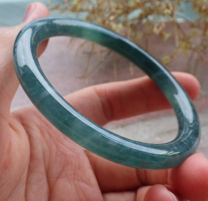 Certified Icy Green Pale Lavender Burma 100% Natural A JADE Jadeite Circle Bangle Bracelet 56 mm 手镯 647960 TN
