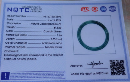 Certified Icy Green Pale Lavender Burma 100% Natural A JADE Jadeite Circle Bangle Bracelet 56 mm 手镯 647960 TN