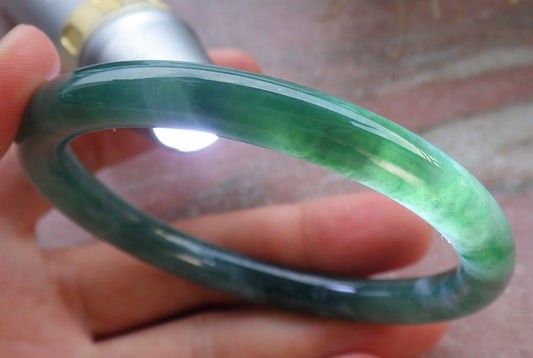 Certified Icy Green Pale Lavender Burma 100% Natural A JADE Jadeite Circle Bangle Bracelet 57 mm 手镯 647971 TN