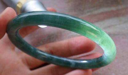 Certified Icy Green Pale Lavender Burma 100% Natural A JADE Jadeite Circle Bangle Bracelet 57 mm 手镯 647971 TN
