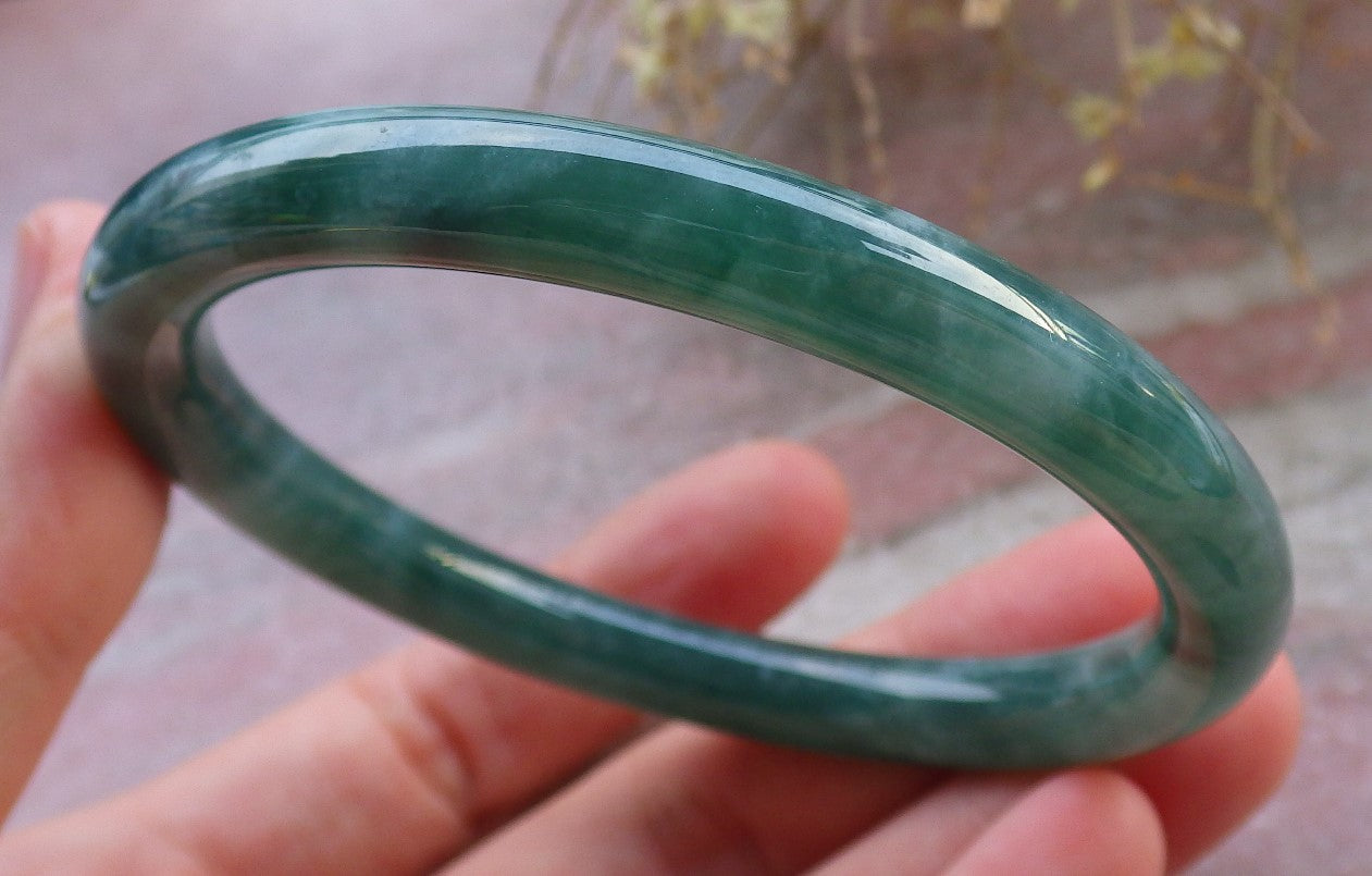 Certified Icy Green Pale Lavender Burma 100% Natural A JADE Jadeite Circle Bangle Bracelet 57 mm 手镯 647971 TN