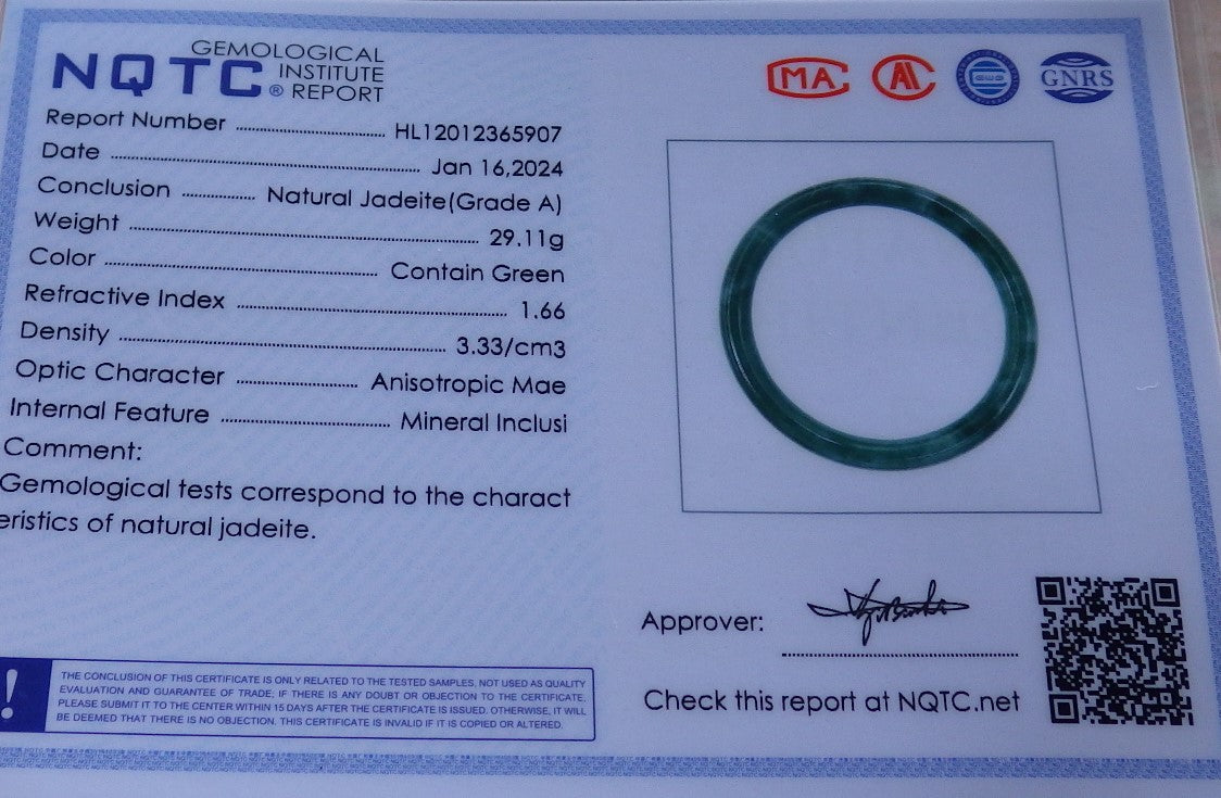 Certified Icy Green Pale Lavender Burma 100% Natural A JADE Jadeite Circle Bangle Bracelet 57 mm 手镯 647971 TN