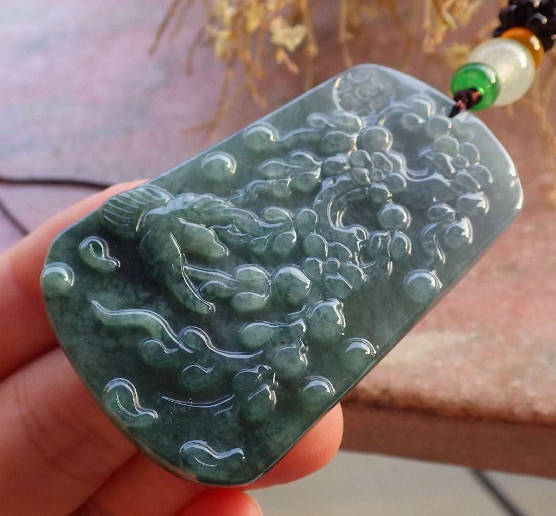Certified Green Lavender Burma 100% Natural A Jade jadeite Pendant Phoenix Bird Flower Necklace 鸟语花香 647991 TN