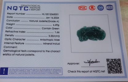 Certified Icy Green Burma 100% Natural A Jade jadeitePendant Dragon Pi Xiu Coin Ruyi Necklace 风水貔貅 648014 TN