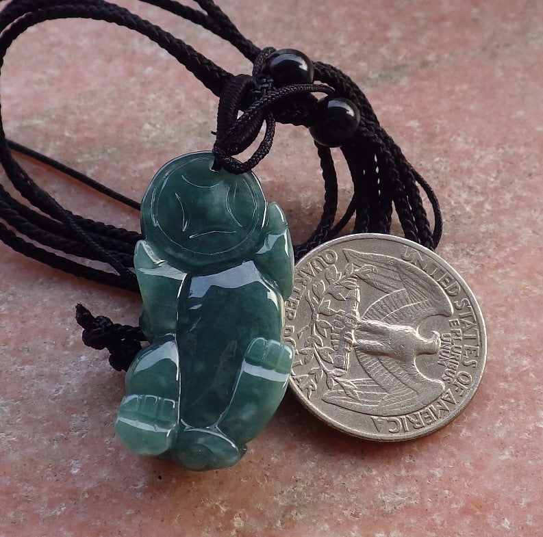 Certified Icy Green Burma 100% Natural A Jade jadeitePendant Dragon Pi Xiu Coin Ruyi Necklace 风水貔貅 648051 TN