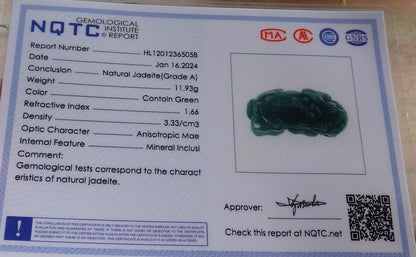 Certified Icy Green Burma 100% Natural A Jade jadeitePendant Dragon Pi Xiu Coin Ruyi Necklace 风水貔貅 648051 TN