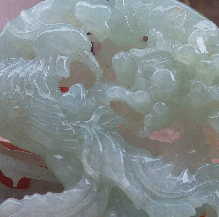 Certified Green Burma 100% Natural A Jade jadeite Pendant Phoenix Flower Necklace 凤凰 648079 TN