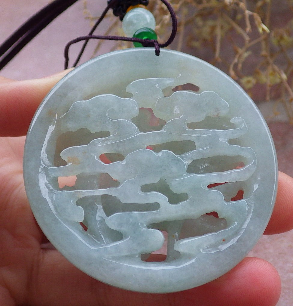 Certified Green Burma 100% Natural A Jade jadeite Pendant Phoenix Flower Necklace 凤凰 648079 TN