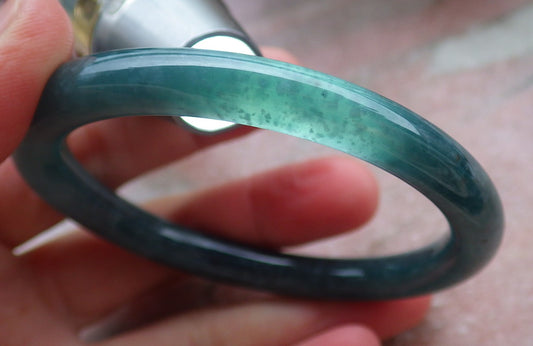 Certified Icy Green Burma 100% Natural A JADE Jadeite Circle Bangle Bracelet 56 mm 手镯 648088 TN
