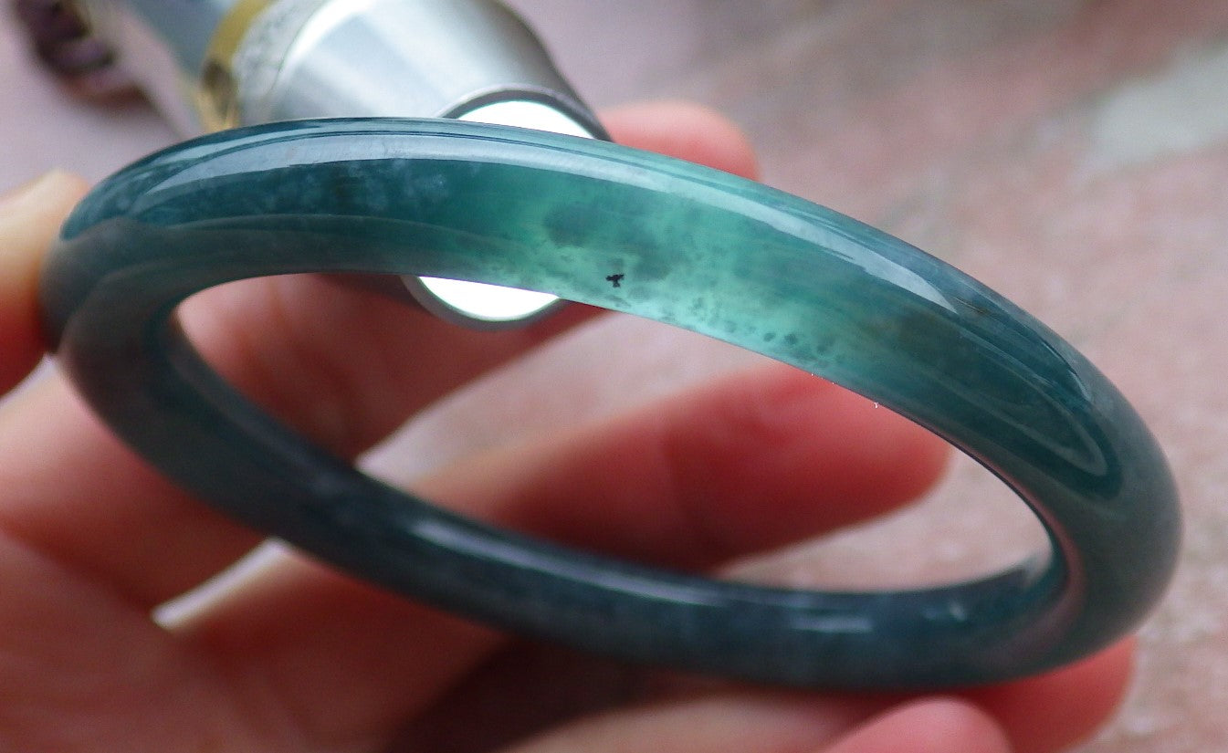 Certified Icy Green Burma 100% Natural A JADE Jadeite Circle Bangle Bracelet 56 mm 手镯 648088 TN