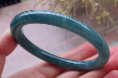 Certified Icy Green Burma 100% Natural A JADE Jadeite Circle Bangle Bracelet 56 mm 手镯 648088 TN