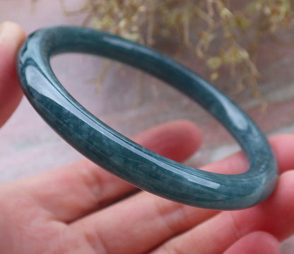 Certified Icy Green Burma 100% Natural A JADE Jadeite Circle Bangle Bracelet 56 mm 手镯 648088 TN
