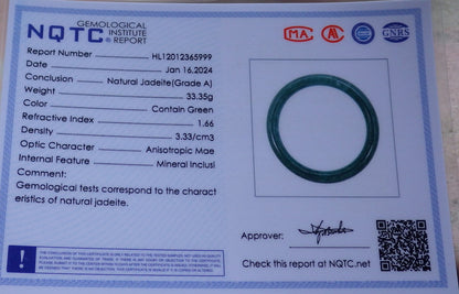 Certified Icy Green Burma 100% Natural A JADE Jadeite Circle Bangle Bracelet 56 mm 手镯 648088 TN