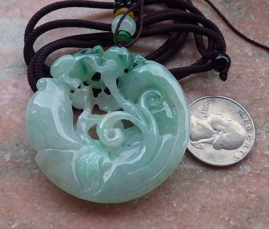 Certified Green Burma 100% Natural A Jade jadeite Pendant Frog Toad Gold Fish Necklace 招财蟾 648122 TN