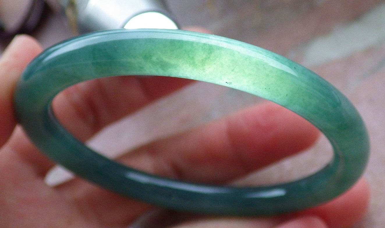 Certified Icy Green Burma 100% Natural A JADE Jadeite Circle Bangle Bracelet 57 mm 手镯 648139 TN