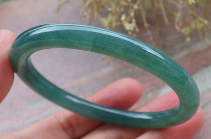 Certified Icy Green Burma 100% Natural A JADE Jadeite Circle Bangle Bracelet 57 mm 手镯 648139 TN